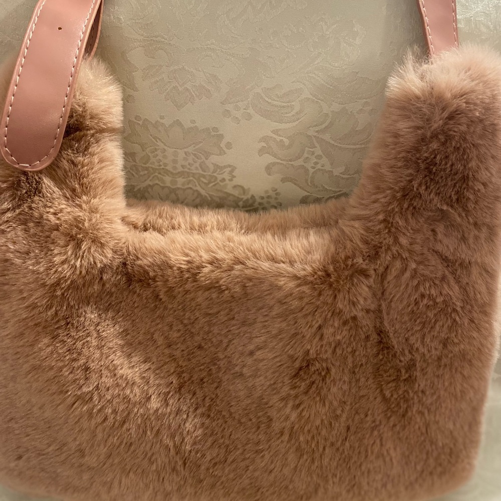 Faux Fur Shoulder Bag - Tan